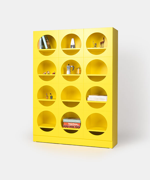 100320. display cupboard wide yellow