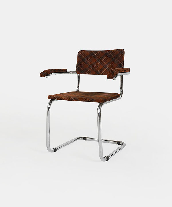 100167. Vintage Fabric & Steel Chair