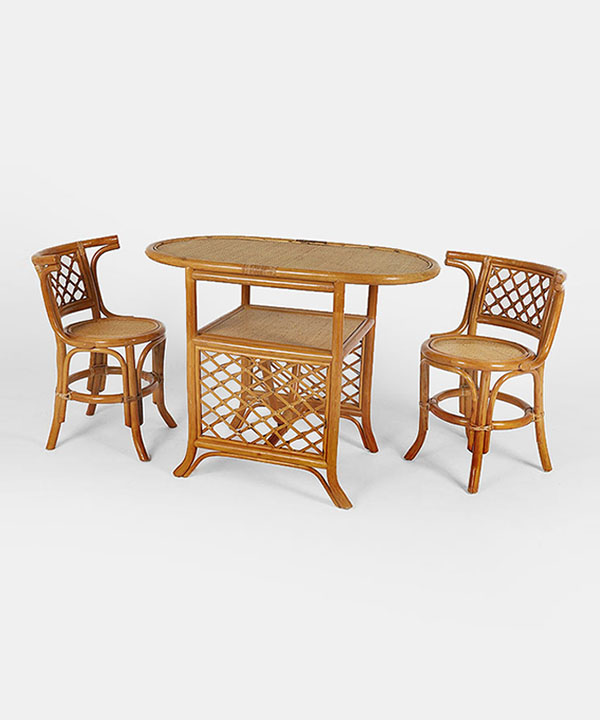 100171. Vintage wicker table & chairs