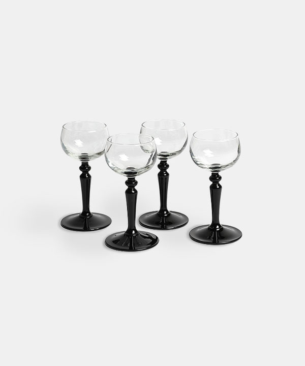 100198. Black Stem Wine Glass