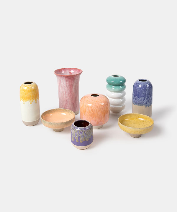 100052. Danish Pottery vase set